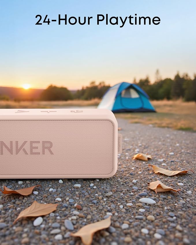 Anker soundcore 2 Portable Bluetooth Speaker, Stereo Sound, IPX7 | BassUp, 24H Playtime, Bluetooth 6, Wireless Speaker for Home, Outdoors, Travel-Pink - Image 7