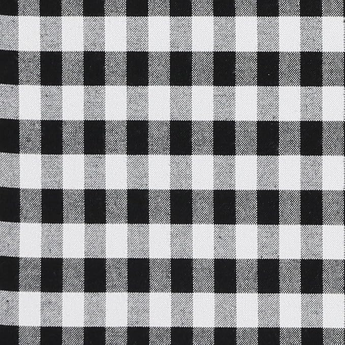 AAAAAcessories D-Shaped Chair Cushions, 2" Thick Dining Chair Pads with Ties and Removable, Machine-Washable Cover, 17" x 16", Set of 2, Checkered Black/White - Image 3