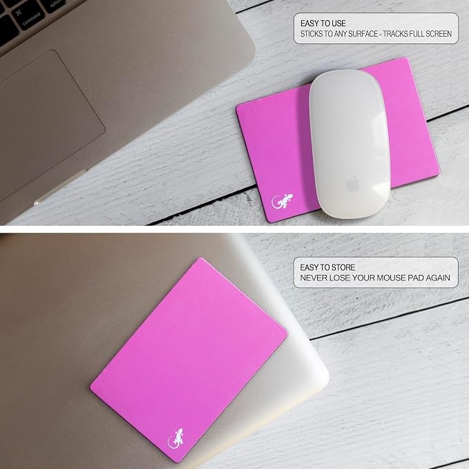 Mouse Pad Adhesive Bottom - Sticks to Any Surface - Portable - Webcam Covers and Screen Cleaner Included (Pink) - Image 3