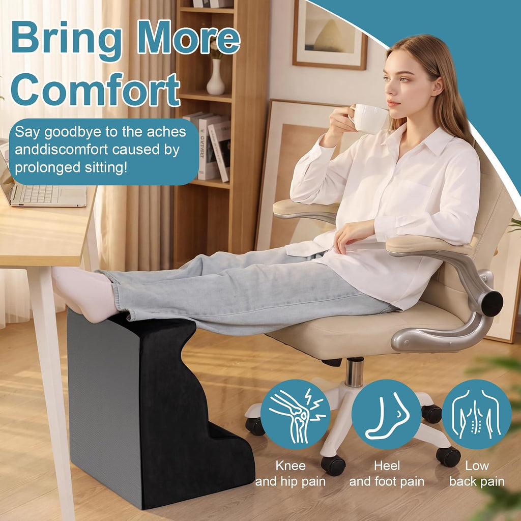 Ergonomic Foot Rest Under Desk, Large Leg Rest for Desk with High Density Foam, Office Foot Stool for Chair, Multi-Use Leg Elevation Support Cushion for Work, Gaming, Sofa Relaxation(Black) - Image 4