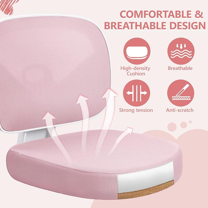 Kids Desk Chair, Pink Study Chair for Boys Girls with Height Adjustable, Swivel Mesh Task Student Chairs for 4-12, Growing Teen Office Chair for Home/School/Office (Pink) - Image 5