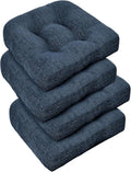 downluxe Chair Cushions for Dining Chairs 4 Pack, Tufted Indoor Chair Pads with Non-Slip Bottom, U-Shaped Kitchen Chair Cushions, 18"x18"x4", Navy by Downluxe
