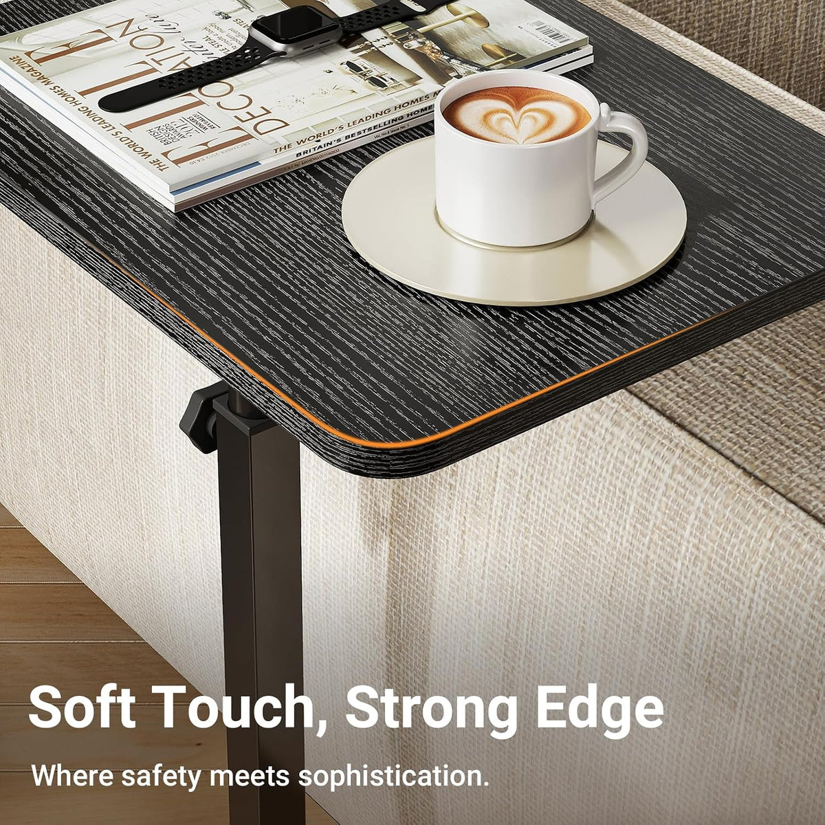 Adjustable Height TV Tray Table for Couch, 360° Swivel Side Table - Image 3