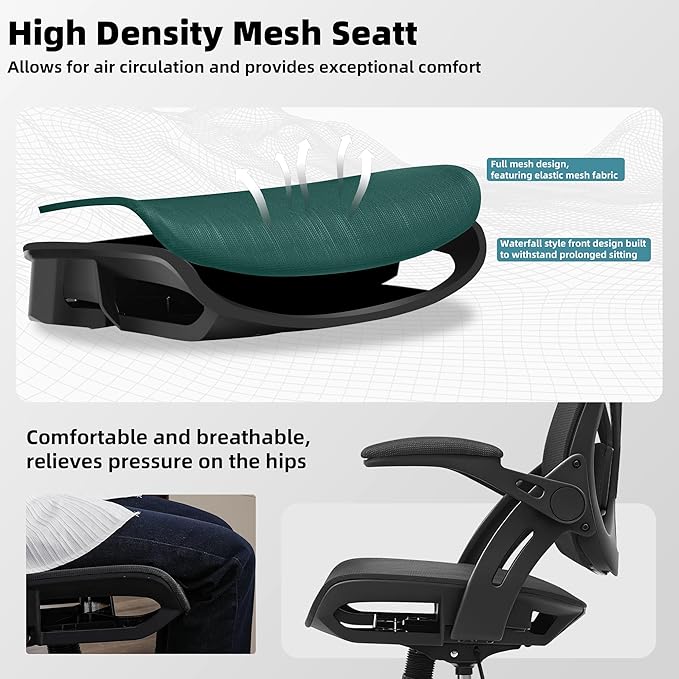 Ergonomic Office Chair, Computer Desk Chair with Lumbar,Black | Tilt Function, Comfy Wide Seat,Adjustable Lumbar Support, Swivel Executive Computer Desk Chairs for Company and Home - Image 5