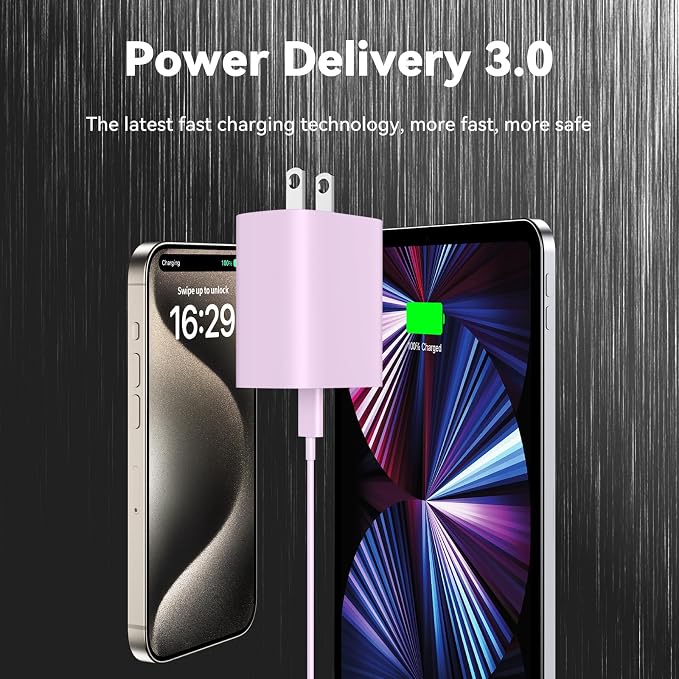 iPhone 17 16 15 Pro Max Charger Fast Charging, 3.3FT iPhone 17 Charging Cable(65W/3A) USB C Cord with 20W PD Fast iPhone 17 Pro Max Chargers Block for iPhone 17/17 Pro Max/17 Air/16/15 Series, iPad - Image 4