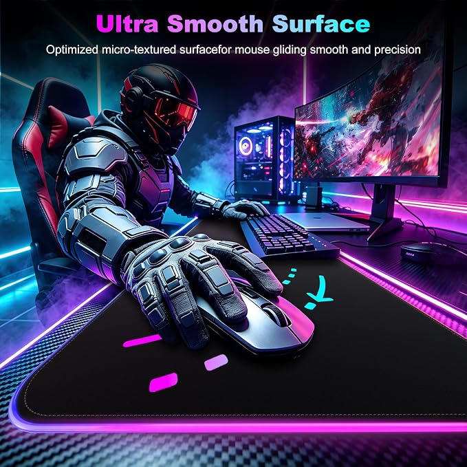 Wireless Charging RGB Gaming Mouse Pad with Foldable Phone Holder, Black | Charging Desk Mat, Large Desk Mat with Waterproof Surface, Ultra-Smooth Surface and Non-Slip Base for Gaming & Office - Image 7