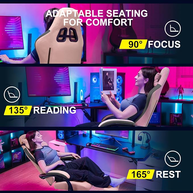 GTPLAYER Gaming Chair, Computer Office Chair with Pocket Spring Cushion, Linkage Armrests and Footrest, High Back Ergonomic Computer Chair with Lumbar Support Task Chair with Footrest - Image 5
