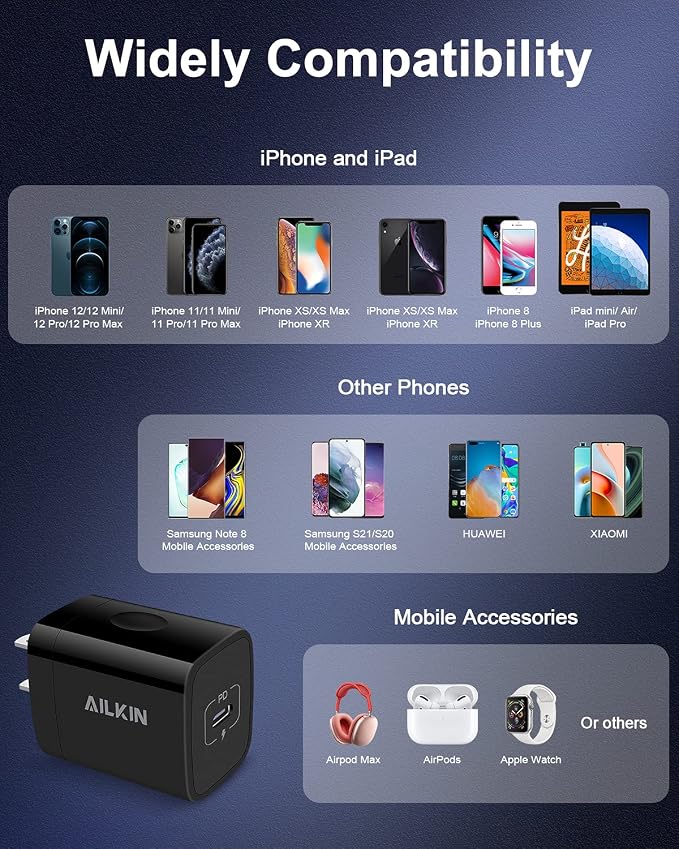 C Type Fast USB-C Charger, iPhone Block USBC, 20W USB Wall Charger Adapter | Wall Outlet Plug Power Cube Cargador for Apple i Phone 17e Samsung Galaxy Phone Fast Charging Box - Image 7