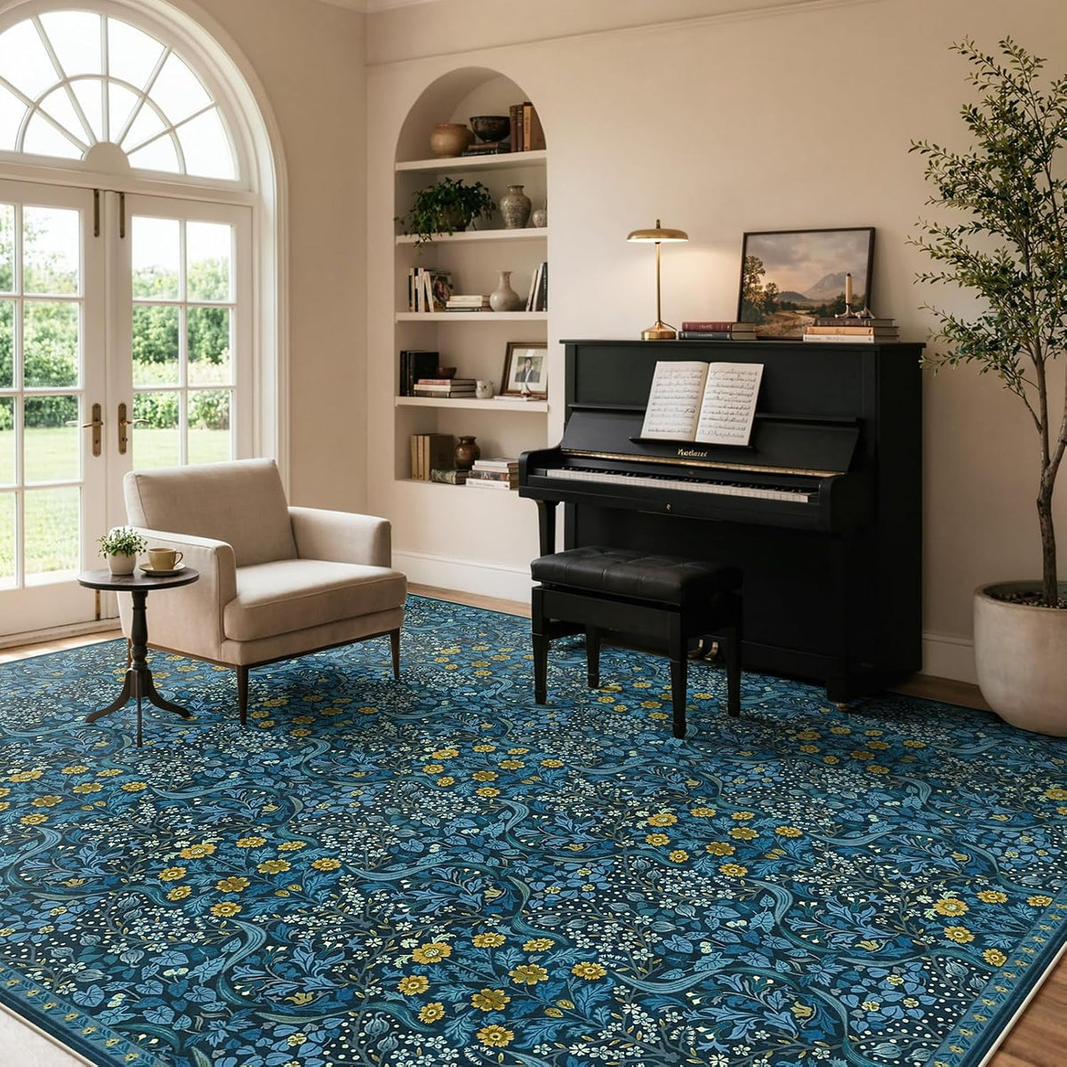 Office Chair Mat for Hardwood Floor/Tile Floor, 8x10 Floral Desk Chair Mat for Hard Floors, Under Desk Rug Protector for Rolling Computer Gaming Chairs, Anti Slip Machine Wash Carpet - Image 7