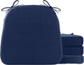 Battilo Chair Cushions for Dining Chairs with Ties, Indoor/Outdoor Waterproof Kitchen Chair Pad with Non-Slip Backing, Seat Cushions with Machine Washable Removable Cover, 16"x16"x2", Set of 4, Navy by BATTILOHOME