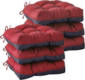 IASEAHK Chair Cushions for Dining Chairs, Seat Cushions for Kitchen Chairs, Indoor Seat Cushions with Ties, Tufted Foam Chair Pads, Non Slip Chair Cushions Set of 6, 15.5" x 15.5" x 4", Red by IASEAHK