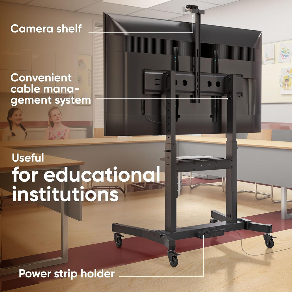 ONKRON Mobile TV Stand 50-100 Inch, up to 265 lbs, max VESA 1000x600, Black - Image 6