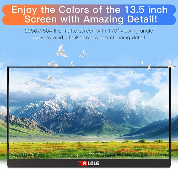 13.5" Portable Monitor for Laptop, 2K FHD 60Hz with USB-C & HDMI | Full-function USB-C one-cable video & power HDMI port, for laptops, phones, PS5, Switch, Xbox without extra adapters - Image 6