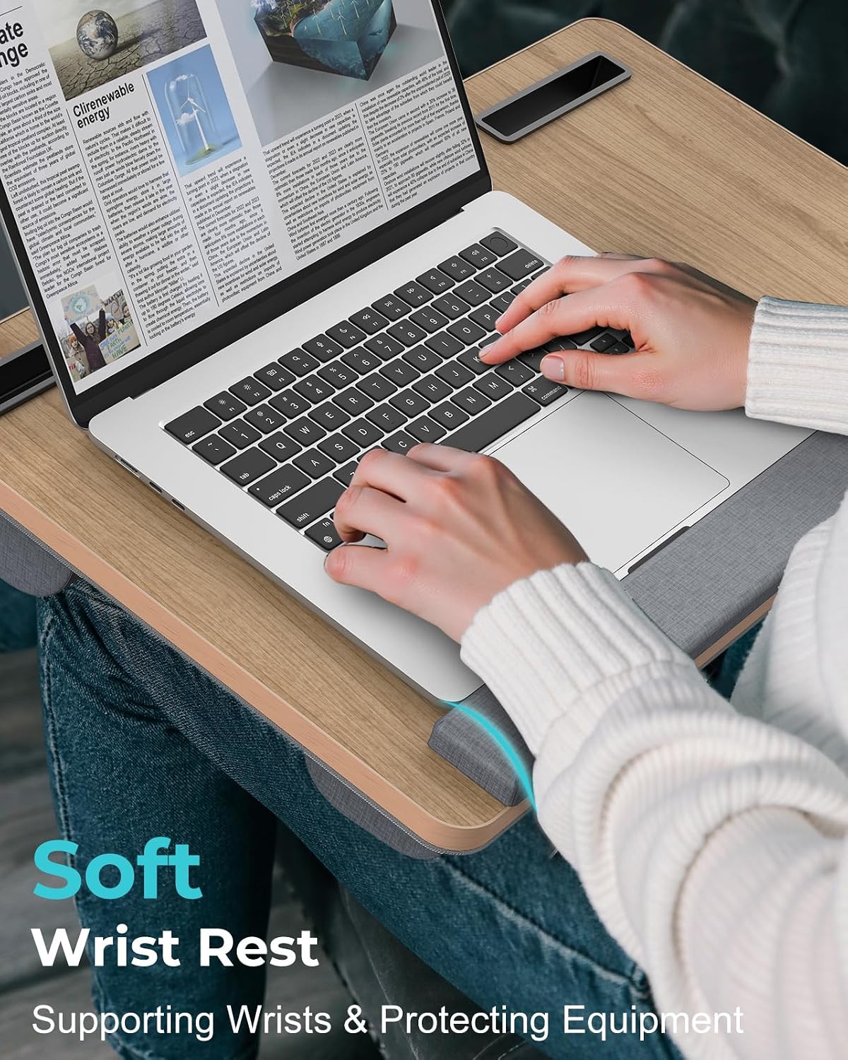 Laptop Lap Desk, Portable Bed Table Tray for Laptop Fit 17" Laptops - Image 6