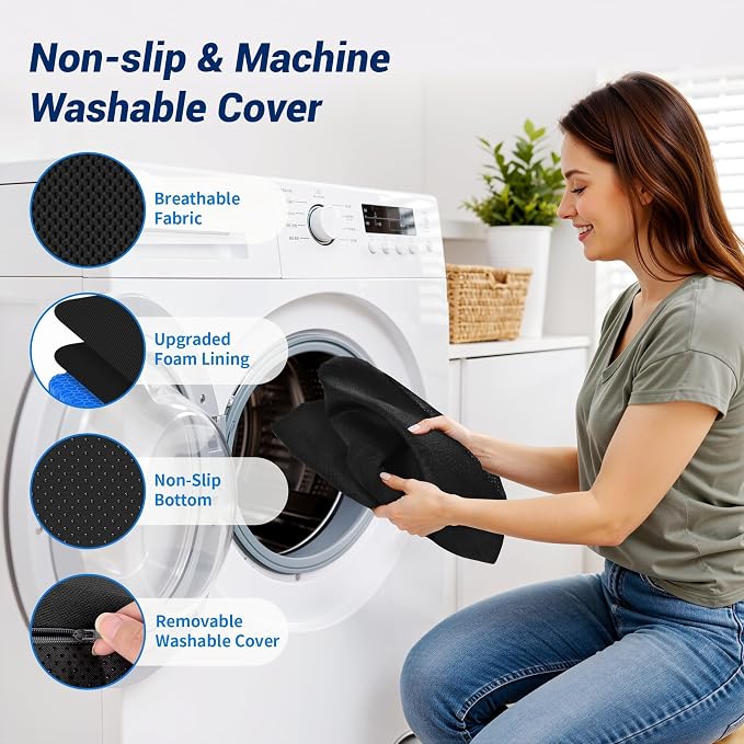Gel Seat Cushion for Office Chair, Car Seat, X-Large, Black | Cooling Breathable Chair Pad for Long Sitting, Sciatica, Tailbone, Coccyx Support, for Wheelchair, Airplane, Gaming Chair - Image 7