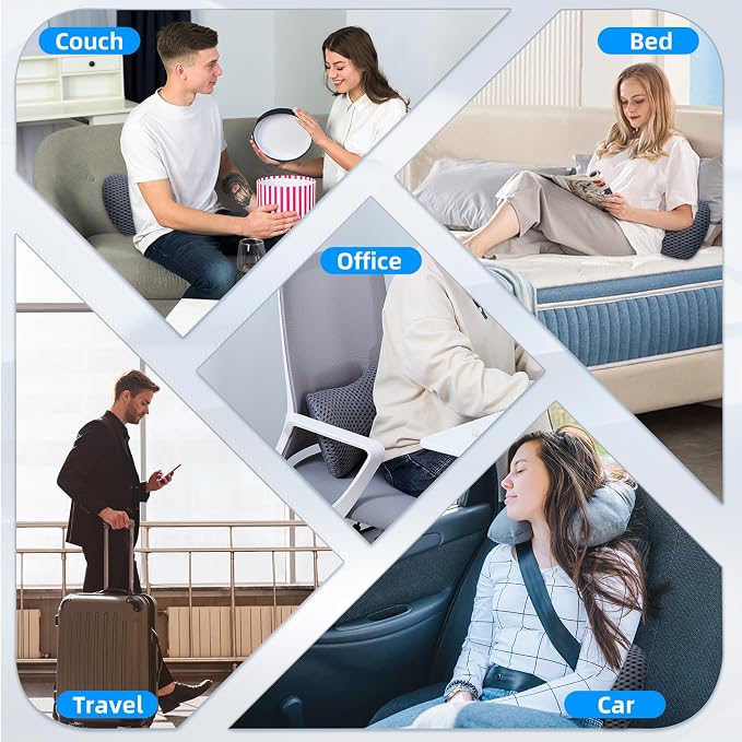 Lumbar Pillow, Memory Foam Lumbar Support Pillow for Office Chair and Car Seat, Back Support Pillow for Lower Back Pain Relief, Support Cushion Back Pillow for Sleeping, Driving, Resting - Image 8