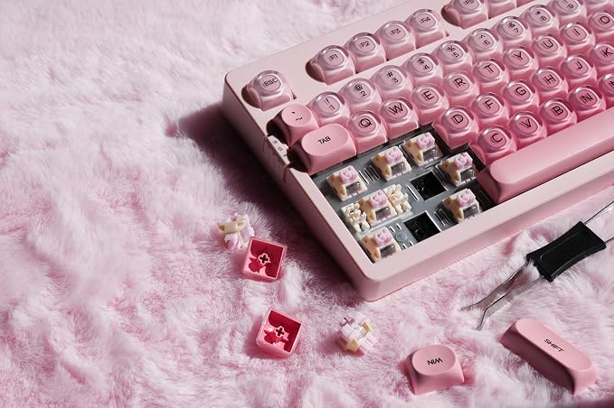ZORNHER ZH980 Foundation Mechanical Keyboard,95% Pink Creamy Keyboard with Number Pad,Cute Jelly MOA Profile Keycaps,Loud Keyboard Clicky Blue Switches,Hot-Swappable - Image 3