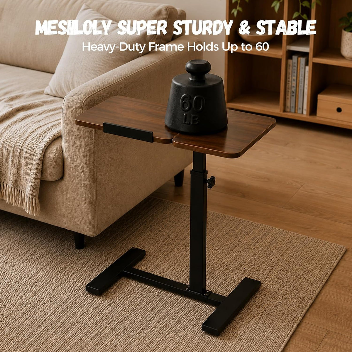 Extra-Large TV Tray Table, Height Adjustable C-Shaped Side Table - Image 8