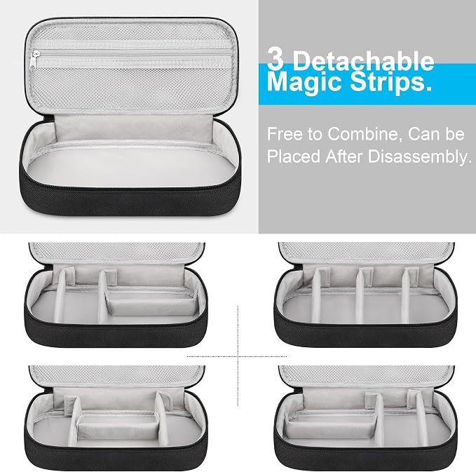 Lacdo Electronic Organizer Travel Cable Organizer Bag Pouch Tech Electronic Accessories Carry Case Portable Double Layers Charger Case for Cable, Cords, Charger, Earphone, Power Bank, Black - Image 2