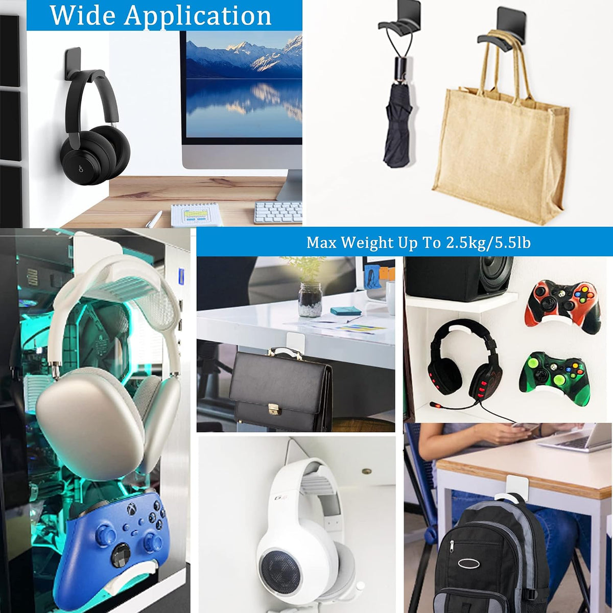 Headphone Stand Headset Holder, White - Image 5