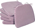 AAAAAcessories D-Shaped Chair Cushions, 2" Thick Dining Chair Pads with Ties and Removable, Machine-Washable Cover, 17" x 16", Set of 6, Pinstripe Red by AAAAAcessories