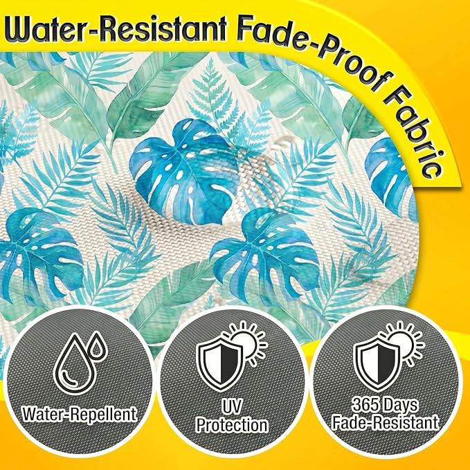 MAGIC ELEPHANT Outdoor Bench Cushion, Memory Foam Loveseat Cushion for Patio Furniture Wicker Chair, Settee Porch Swing Seat Cushion, 44 x 19 Inches (Aqua Monstera) - Image 4