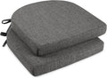 downluxe Indoor Chair Cushions for Dining Chairs, Soft and Comfortable Textured Foam Kitchen Chair Pads with Ties and Non-Slip Backing, 16" x 16" x 2", Dark Grey, 2 Pack by Downluxe