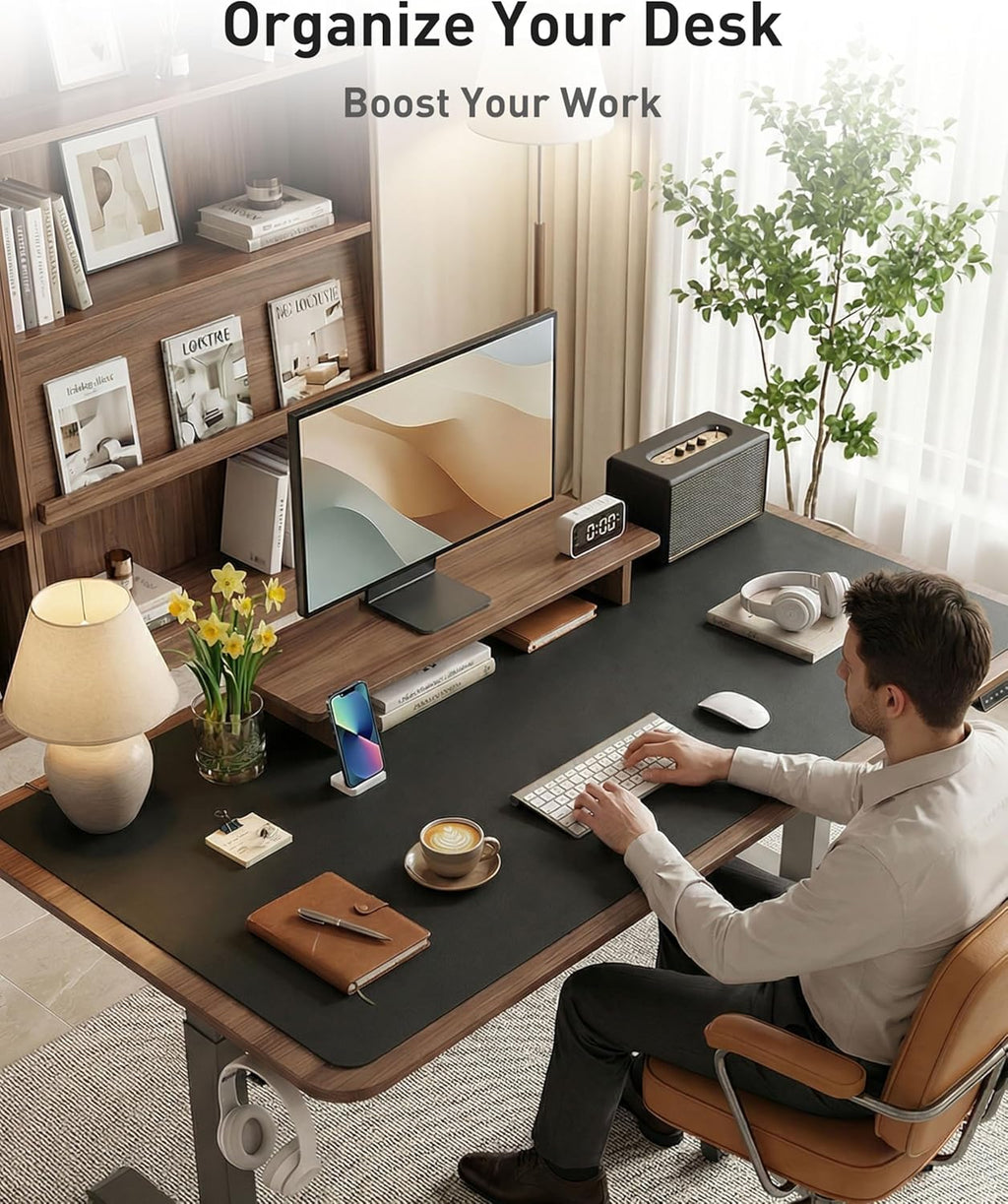 Aothia Faux Leather Desk Mat - Large Mouse Pad, Non-Slip PU Leather Blotter, Waterproof Writing Surface for Office and Home (Black, 63" x 17") - Image 8