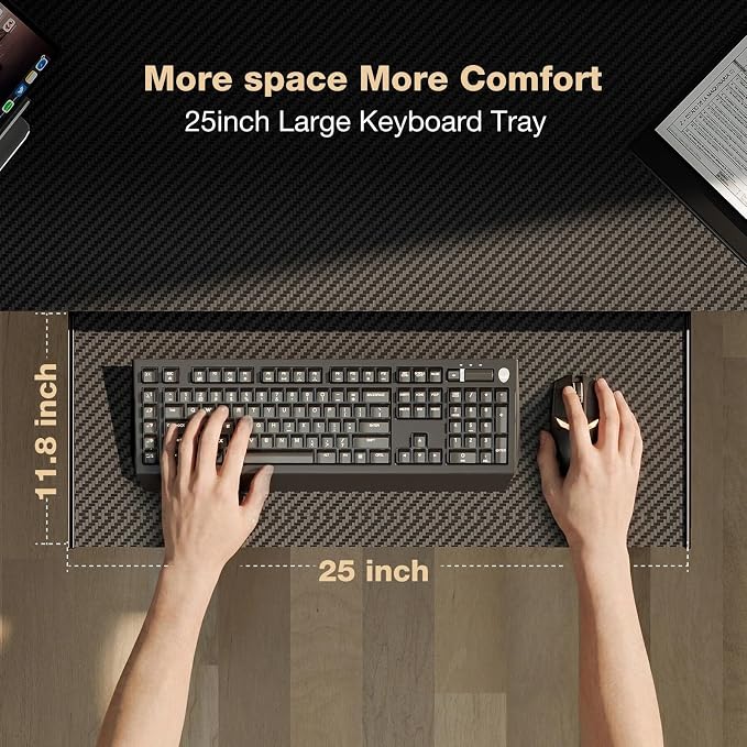 59 Inch L Shaped Standing Desk with Shelves and Keyboard, Electric Corner Standing Desk Adjustable Height, Sit Stand Computer Table with Reversiable Splice Board，Black Carbon - Image 4