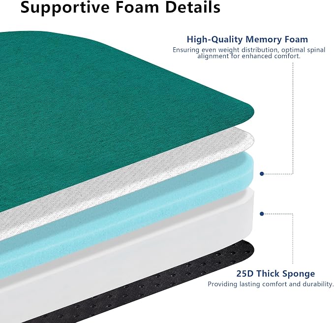 Nordjager Chair Cushions for Dining Chairs, 6 Pack Memory Foam Cushion | 2.5" Thick Chair Cushion; Waterproo Surface with 17" x 16" Size for Kitchen & Dining Chairs, Secure Ties and Washable Cover. - Image 3