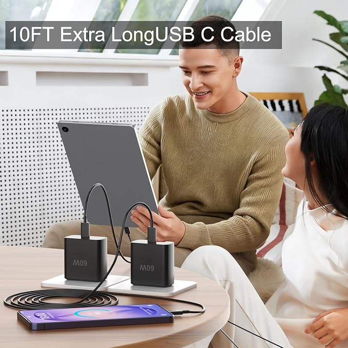 Super Fast Charger Type C 60W USB C Fast Charger Block with 10FT Extra Long Type-C Charging Cord-Super Fast Charging 3.0 for Samsung Galaxy S26 Ultra/S26/S26+/S25 /S24/S23 Ultra/iPhone 17/16/15 - Image 7