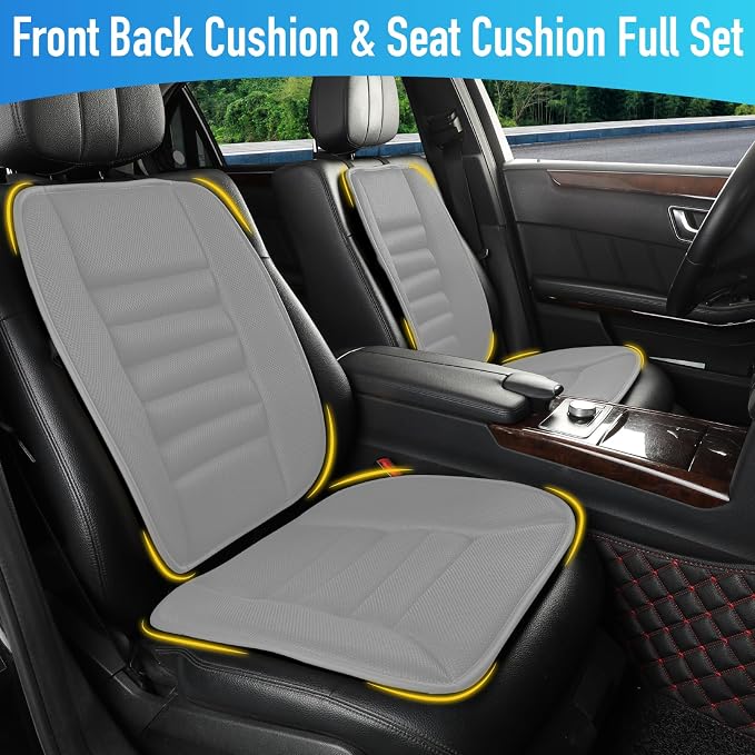 Lofty Aim Car Seat Cushion with Back Support Pillow, Driver Seat Cushion | Lumbar Support & Seat Cushion, Memory Foam Seat Cushion for Pain Relief, Butt Pillow for Car, Breathable 4D Mesh Gray - Image 4