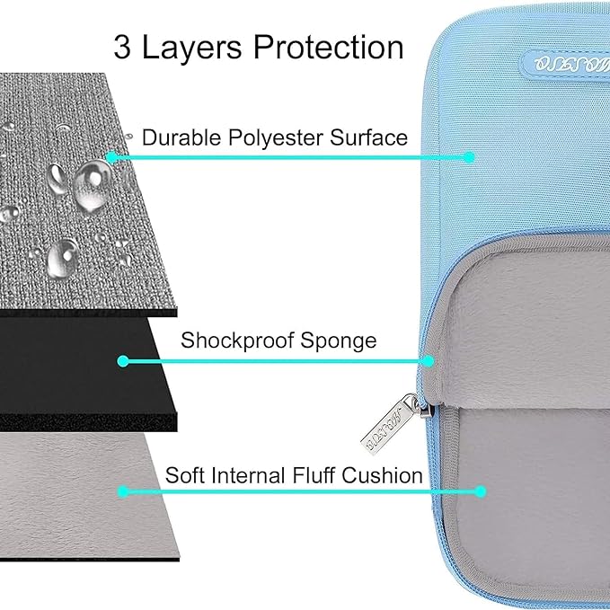 MOSISO Laptop Case 15 inch, Laptop Sleeve Bag with Pocket | Compatible with MacBook Air 15 inch M5 M4 M3 M2 2026-2023, Dell XPS, Polyester Vertical Computer Bag, Air Blue - Image 3