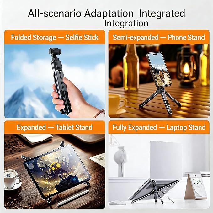 Foldable Laptop Stand, Portable Travel Workstation, Aerospace-Grade Aluminum, Multi-Purpose for Laptop, Tablet and Phone, Stepless Angle Adjustment - Image 2