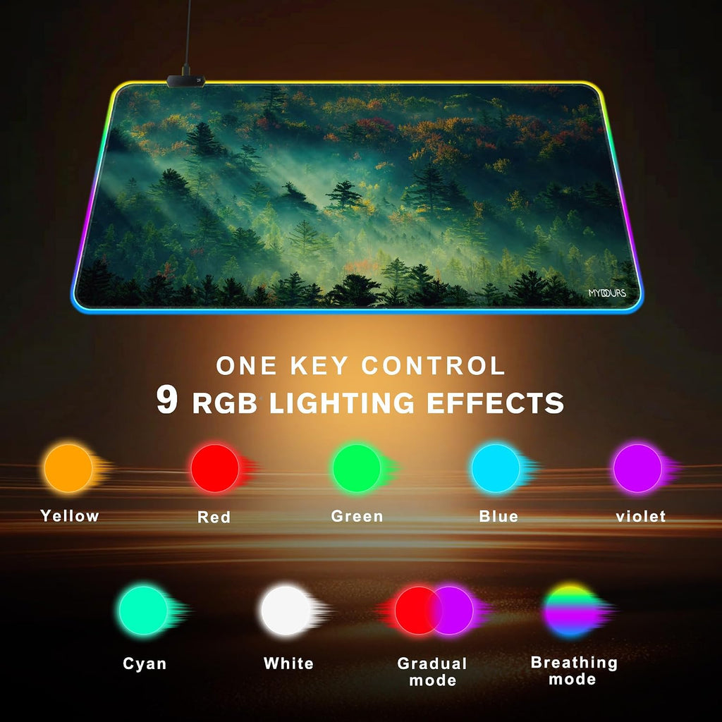 Mydours 40" x 20" RGB Gaming XXL Large Mouse Pad (Forest) - Image 5