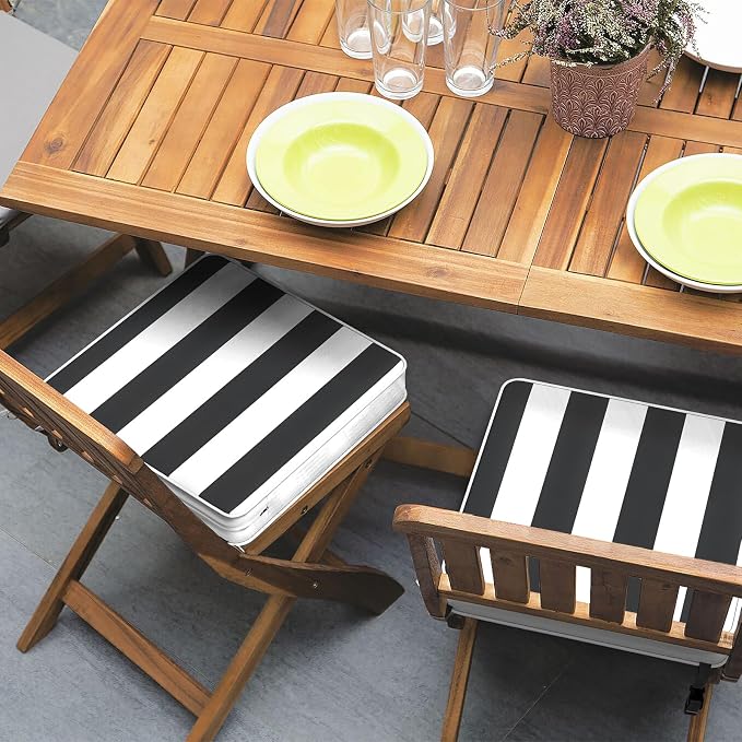Patio Chair Cushions 19 x 19 x 3 Inch, Outdoor Cushions for Patio Furniture, Water Repellent Outdoor Seat Cushions with Straps Garden Sofa Couch Pads, Set of 2, Cabana Black - Image 2