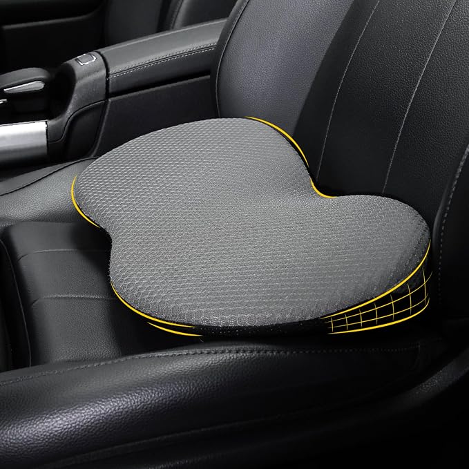 kingphenix Wedge Car Seat Cushion, Memory Foam Pad for Driving Comfort | High-Density Memory Foam Seat Cushion, 4D Breathable Mesh & Non-Slip Bottom for Long Drive Comfort & Office Use, X - Gray by kingphenix