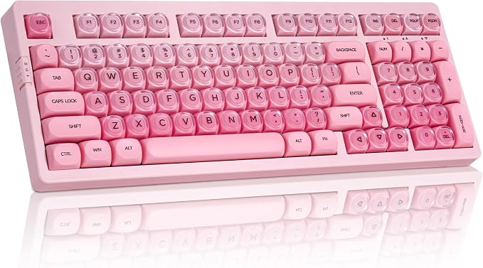 ZORNHER ZH980 Foundation Mechanical Keyboard,95% Pink Creamy Keyboard with Number Pad,Cute Jelly MOA Profile Keycaps,Creamy Sounding Linear Switches,Hot-Swappable,RGB Backlit by Zornher