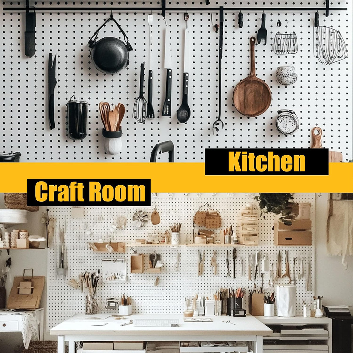 Peg Board, 6 Pack Metal Pegboard Panels with 50 Hooks - Image 9