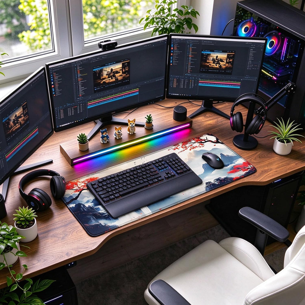 Large Gaming Mousepad, Waterproof Extra Large Mouse Pad with Stitched Edges, 31.5" x 15.7" Non-Slip Rubber Base Office Big Long Keyboard Pad for Office Gamer Home XXL, (Mountains Waters) - Image 6