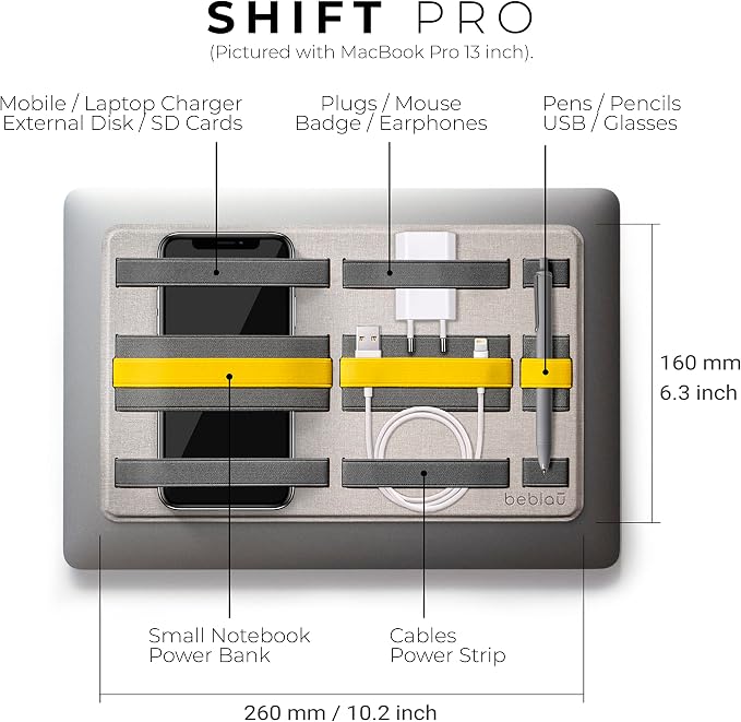 Shift PRO Adhesive Portable Tech Organizer for laptops, notebooks.. Backpack Insert | Computer Accessories, Office, Home & School, Working from Home Solution | CHRISTMAS GIFT - Image 2