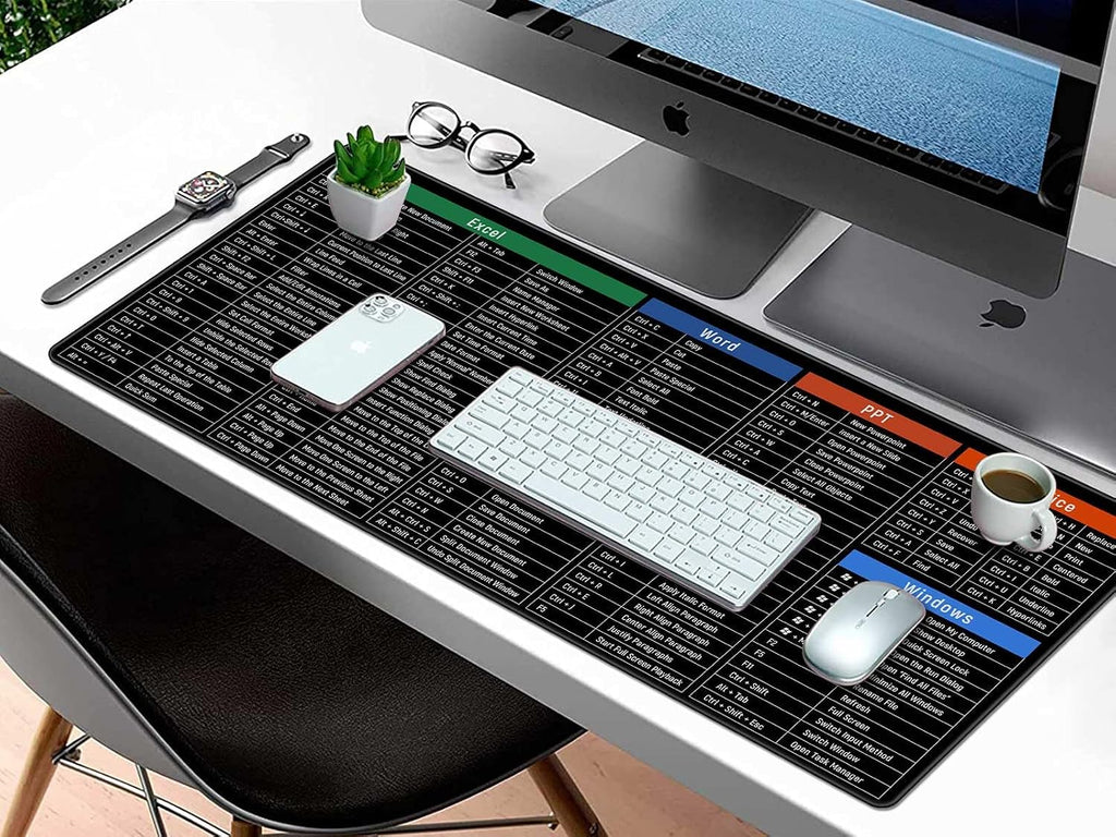 Large Mouse Pad Desk Mat with Excel Shortcuts Cheat Sheet, Anti-Slip Keyboard Pad with Multifunctional, Gaming Mousepad, Office Desk Accessories for Computer, MacBook, PC and Laptop - Image 7