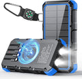 Solar Charger Power Bank 20000mAh Wireless Charger QC 3.0 Fast Charging Power Bank 8 Outputs 4 Inputs Solar Portable Charger Compatible with All Mobile Devices,SOS/Strobe/Strong Flashlights (blue) by Fmooo
