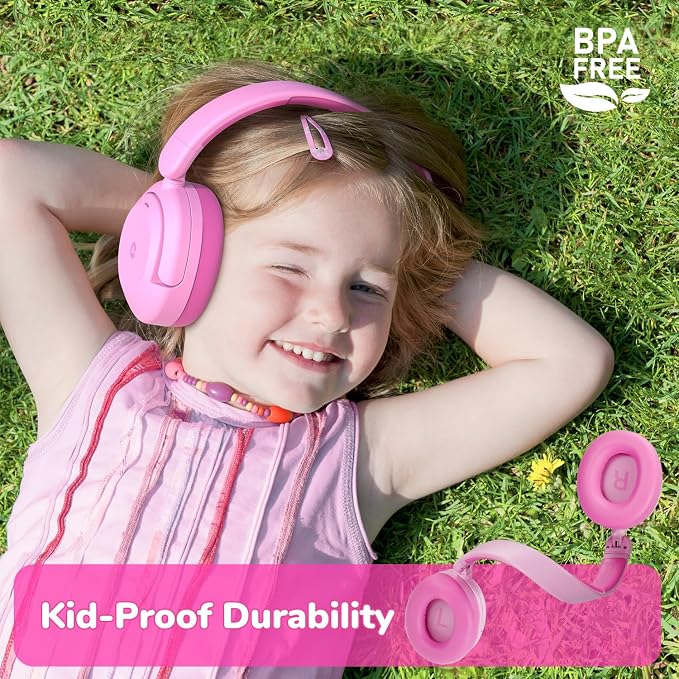 iClever BTH20 Active Noise Cancelling Headphones for Kids Toddler Travel | SafeSound Tech3.1, 60H Play Time, USB C AUX Cable, Award-Winning Kids Bluetooth Wireless Headphones for Boys/Girls/Autism - Image 6