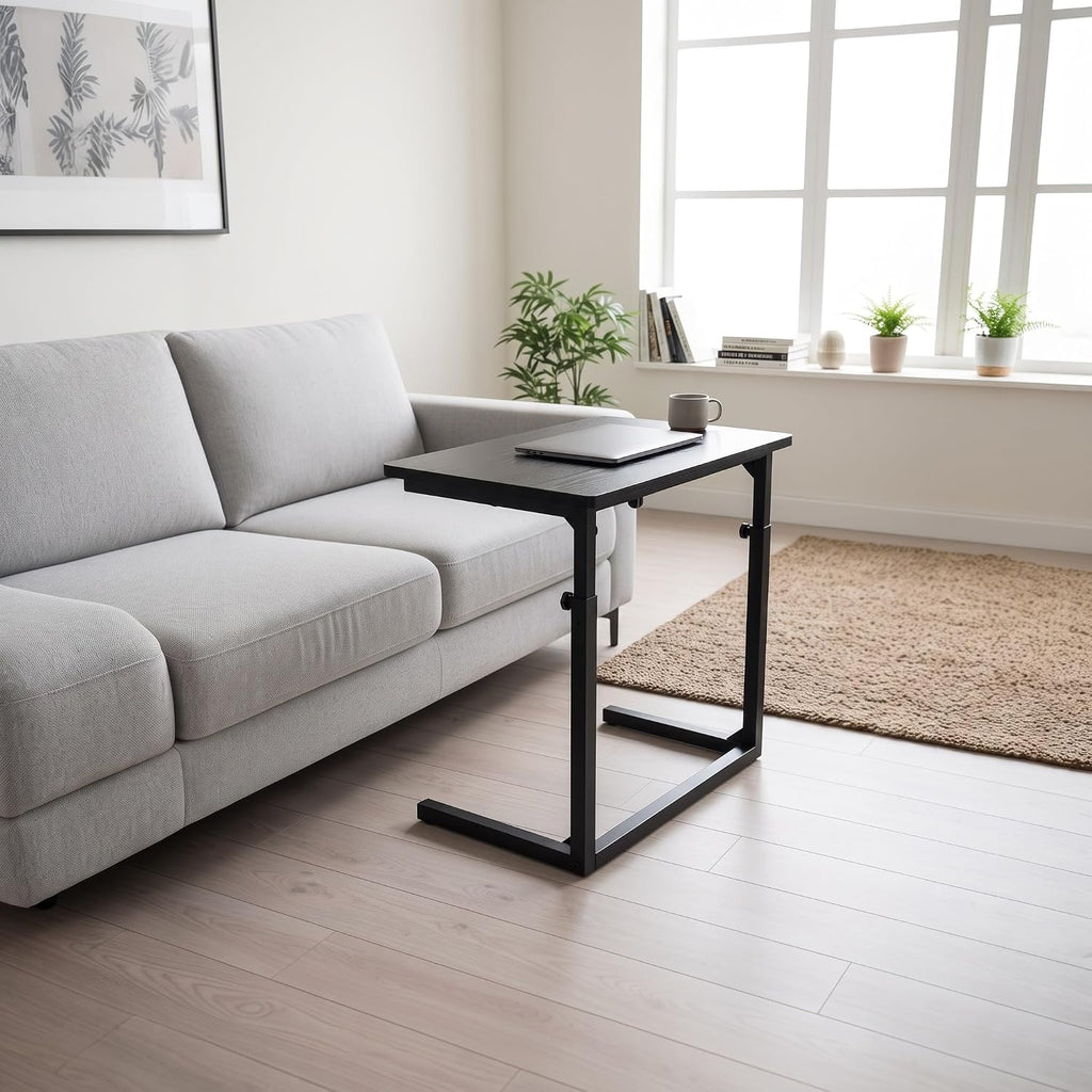 Height Adjustable C-Shaped Sofa Side Table, Laptop Table for Couch & Bed, Black - Image 6