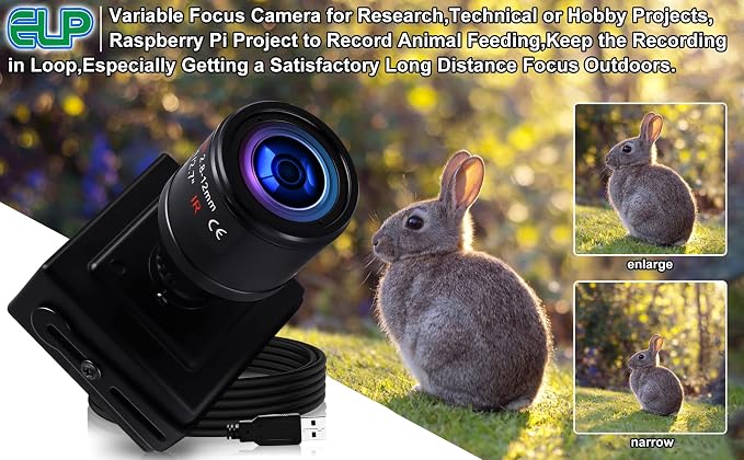 ELP Sony IMX323 Sensor Low Light Mini USB Camera with Microphone Manual Zoom 2.8-12mm Lens H.264 0.01LUX UVC USB2.0 Video Webcam Home Surveillance PC Camera for Laptop, Computer, Raspberry Pi - Image 8