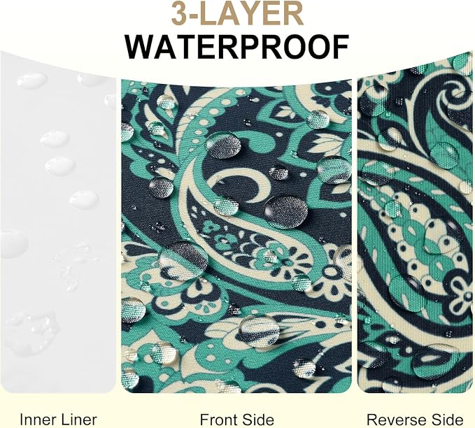 downluxe Outdoor Chair Cushions Set of 4, Waterproof 19" x 19" x 3" Patio Chair Cushion with Non-Slip Ties & Handle, Square Outdoor Cushion for Patio Furniture with Removable Cover, Green Paramecium - Image 2