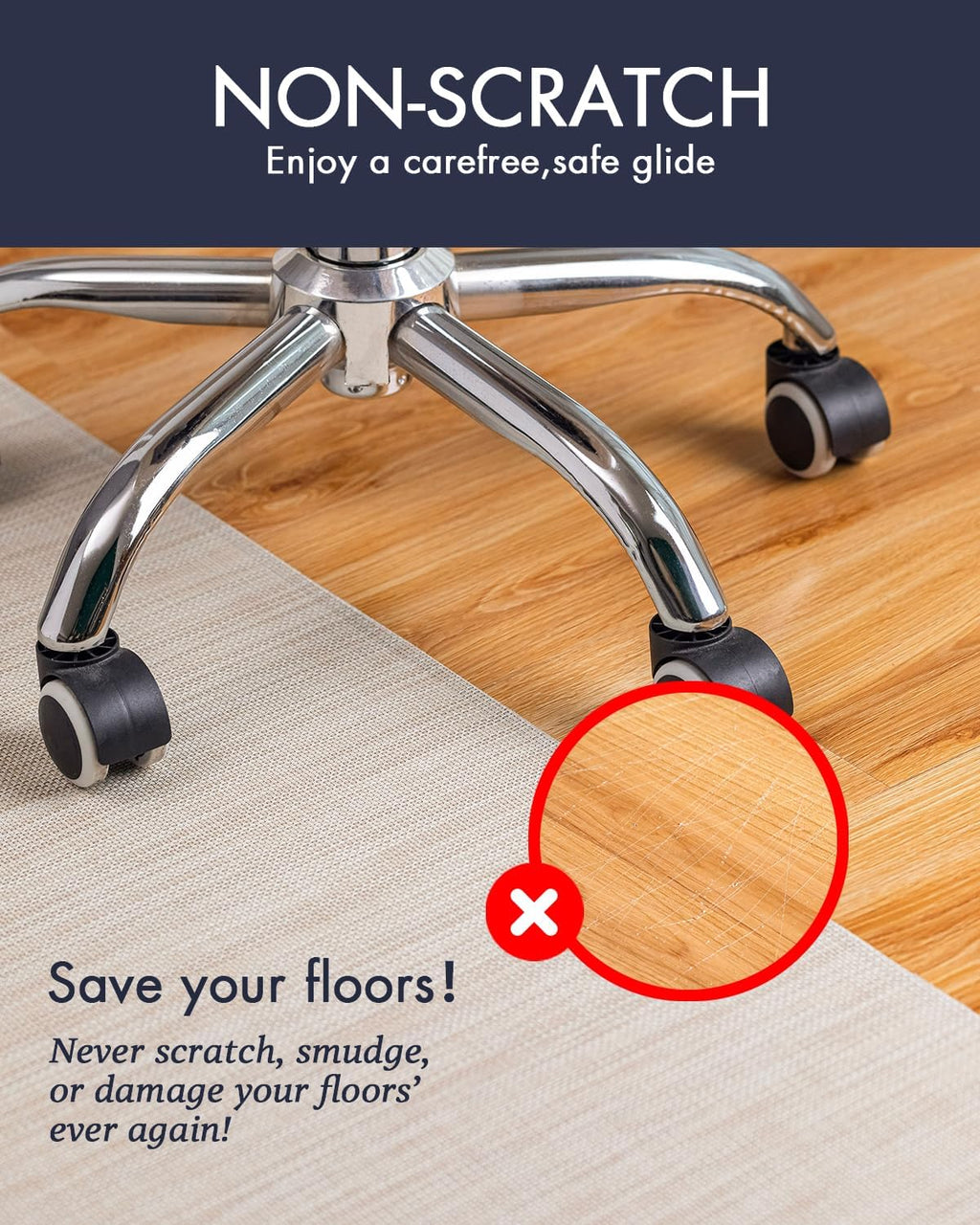 Baroyal Office Chair Mat for Hardwood Floor, Anti-Slip PVC, 30 x 48 Inch - Image 2