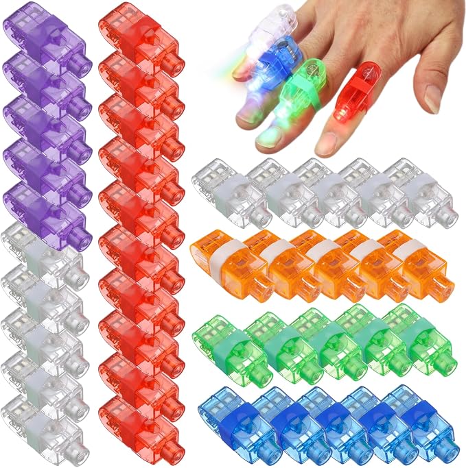 210 Pcs LED Finger Lights, 7 Colors Finger Flashlights, Battery Powered Light Up Finger Ring Toys, Mini Finger Lamps, Glow in The Dark Party Supplies for Rave Concert Shows (210Pcs) - Image 3