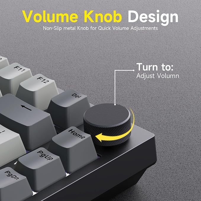 Ajazz AK820 TKL 75% Hot Swappable Mechanical Keyboard with Volume Knob, Gasket Mount Wired Gaming Creamy Keyboard, Pre-lubed Linear Switch, South-Facing RGB, PBT Keycaps - Image 3